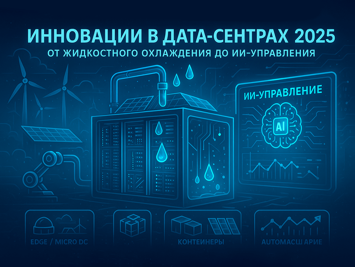 Инновации в дата-центрах 2025: от жидкостного охлаждения до ИИ-управления